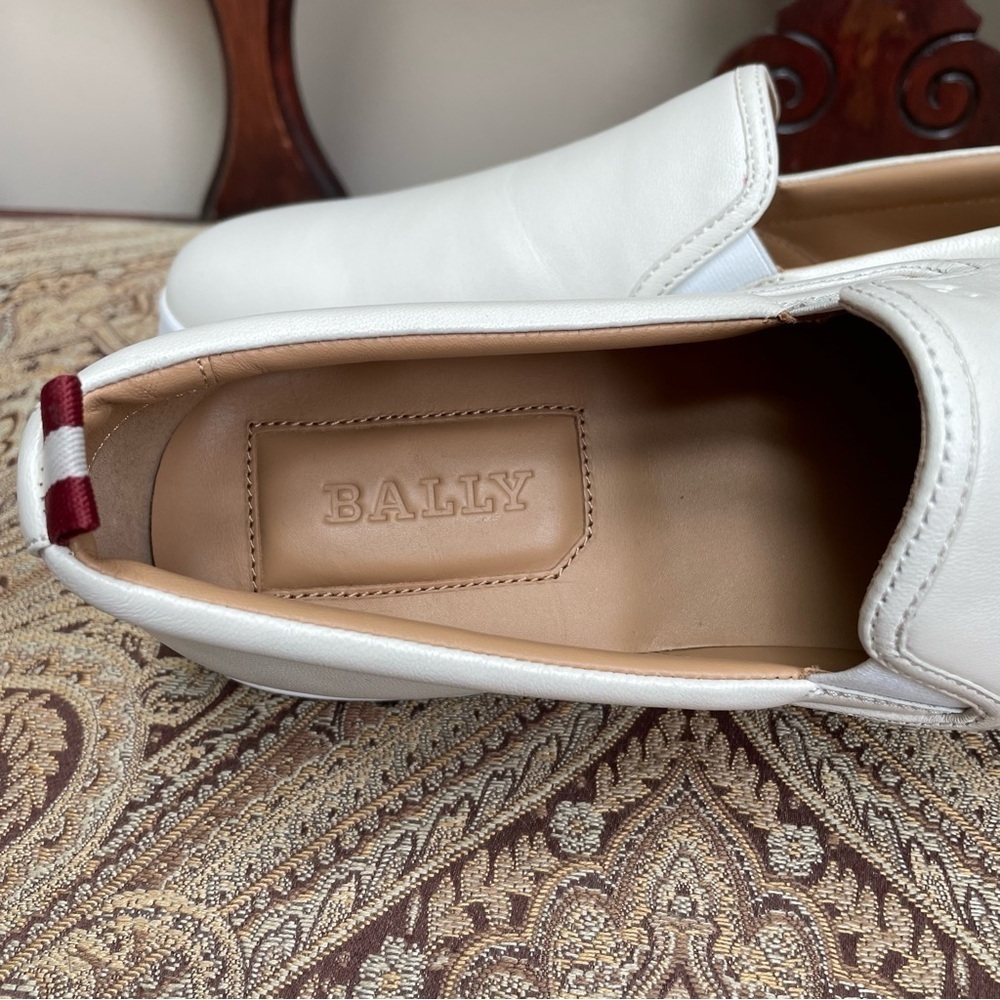 New Bally Hinka Bone White Lamb Leather Slip On Loafer Sneakers Size 10 NWOB - Picture 6 of 12